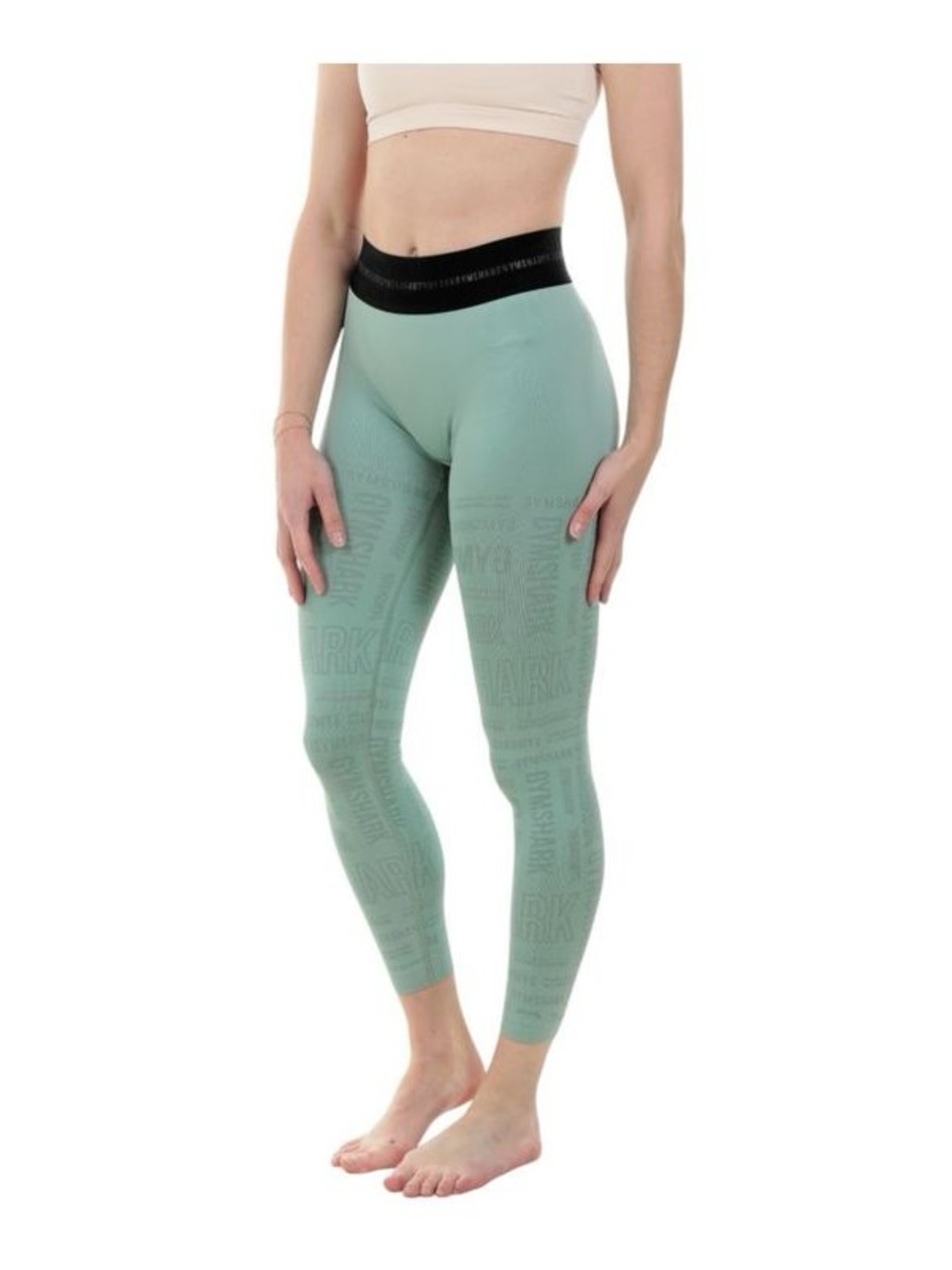 Gymshark Mint Green High-Waist Seamless Leggings with Black Waistband